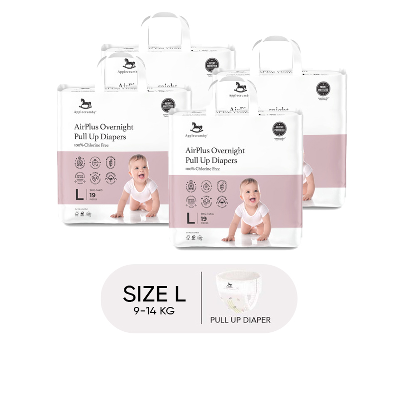 (Bundle of 4) Applecrumby AirPlus Overnight Mini-Pull Up Diapers